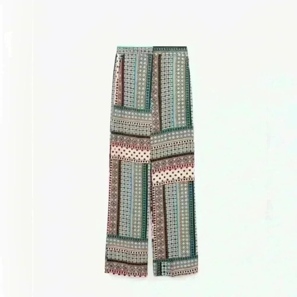 ZARA PRINTED PALAZZO TROUSERS size XS  NWOT - Picture 4 of 10